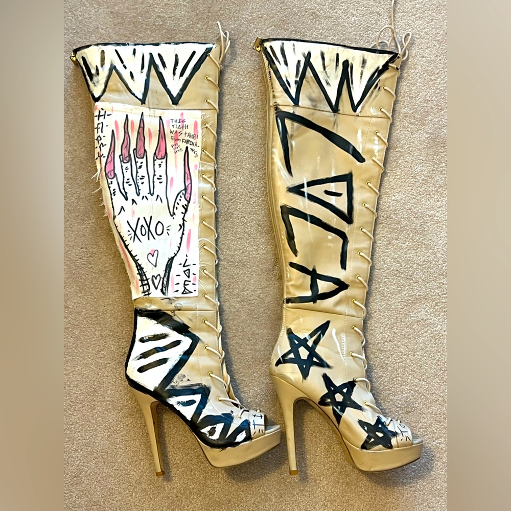 Of A Kind, Artist-Painted Lace Up Boots